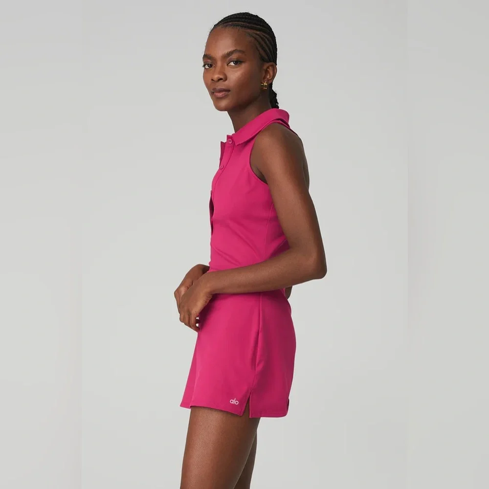 ALO Yoga Charmed Tennis Dress in Magenta Crush - Picture 2 of 9